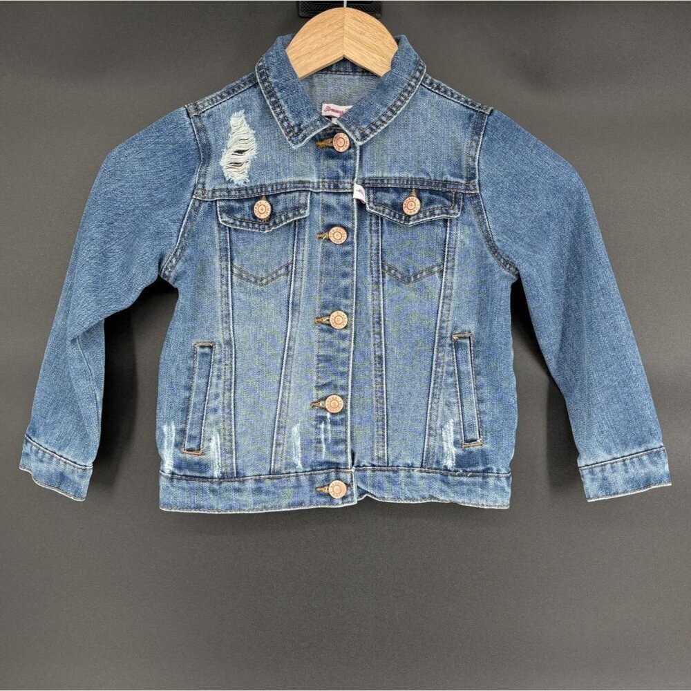 Tommy Bahama Girl's Distressed Denim Jacket Size 6 Medium Wash Button Front